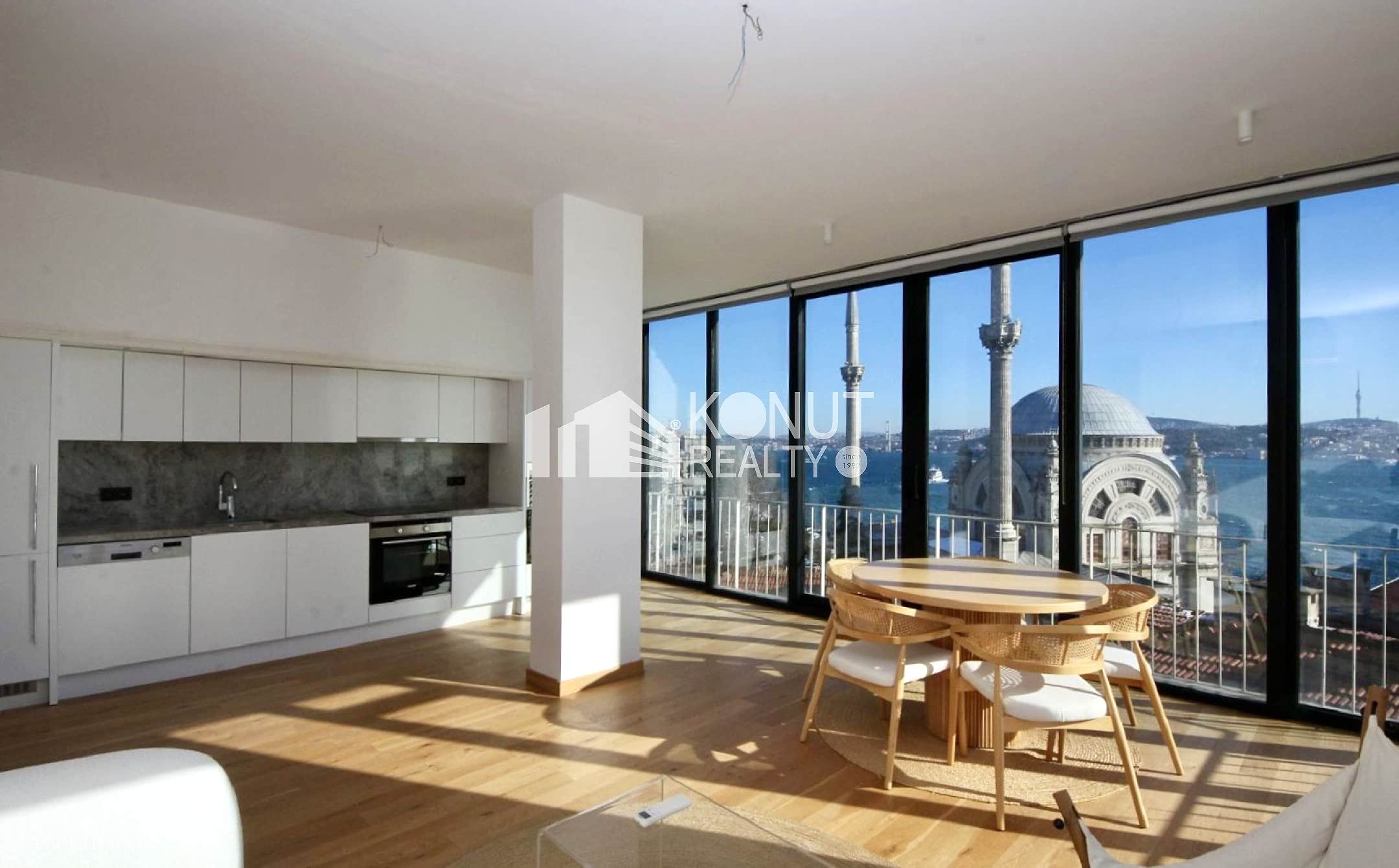 Bosphorus View Apartment in a Modern Building